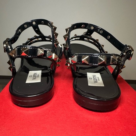 BLACK RUBBER STUDDED VALENTINO SANDALS [WOMENS SIZE 9] - Picture 7 of 11